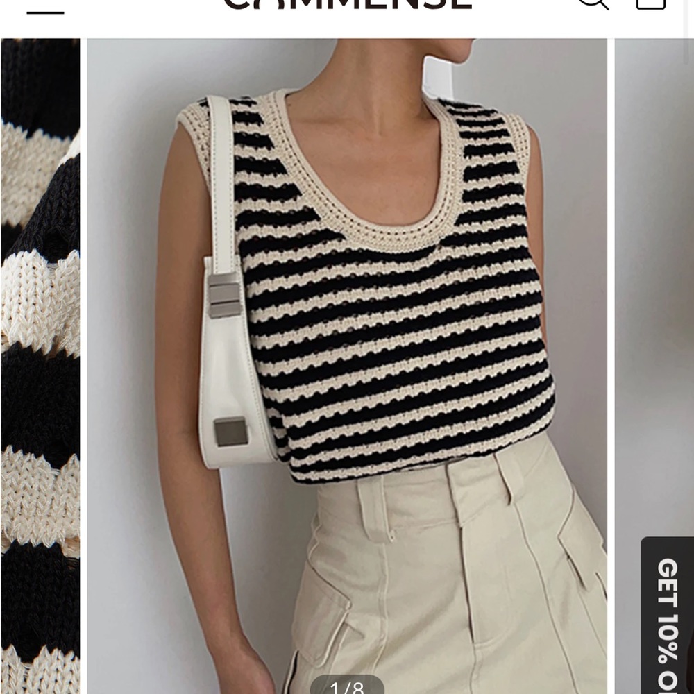 Commense Classy Stripe Crochet Sweater Vest